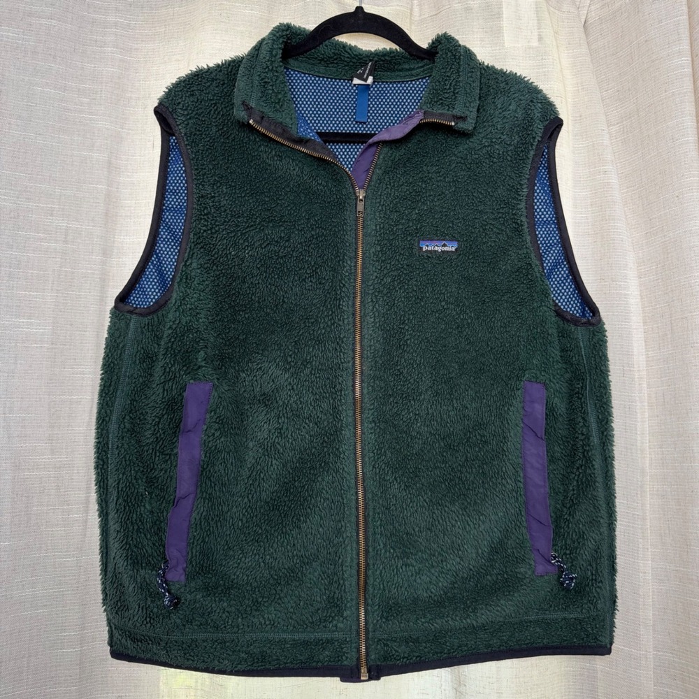 Vintage Patagonia Retro-X Fleece Vest‎ Deep Pile P.E.F. Green Purple USA Large
